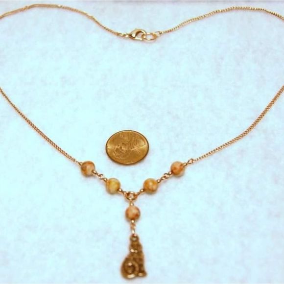 🐈Handmade Red Line Marble & Copper Swirl Cat "Y" Necklace Cat Lover - Picture 3 of 3